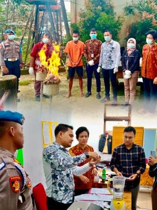 Satresnarkoba Polres Pelalawan Musnahkan Sabu dan Ganja dari 4 Tersangka