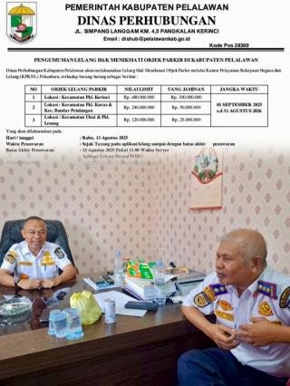 Parkir Mulai Dilelang, Dishub Pelalawan Target PAD Rp1 Miliar