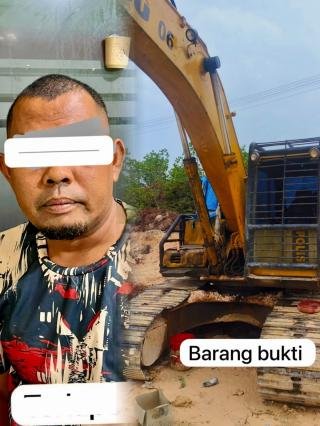 Polres Pelalawan Tangkap Pemilik Tambang Ilegal, Ekskavator Turut Disita 