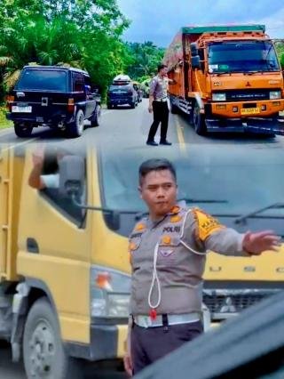 Satlantas Polres Pelalawan Berjibaku Urai Kemacetan, Akibat Dua Mobil Tabrakan di Libur Nataru