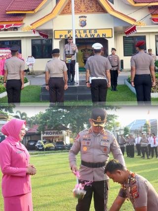Kasat Reskrim AKP I Gede Yoga Bersama 27 Personel Polres Pelalawan Naik Pangkat