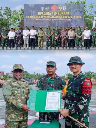 TMMD ke-129 di Pelalawan Resmi Dibuka, TNI-Polri dan Pemda Bersatu Bangun Desa Pangkalan Terap