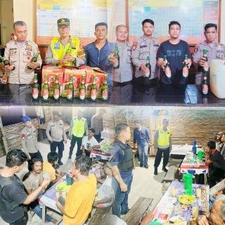 Dua Malam Razia Cipta Kondisi Polsek Bandar Sekijang Sita Puluhan Botol Miras dan Tuak