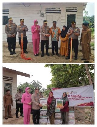 Gebyar Hari Bhayangkara ke-80, Kapolres Rohil Resmikan Bedah Rumah dan Bagikan Bansos