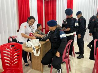 Sat Brimob Polda Riau Cek Kesehatan Personel Pengamanan Pemilu 2024