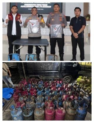 Polres Rohil Amankan Tiga Tersangka Penyalahgunaan LPG Bersubsidi, Sita Ratusan Tabung