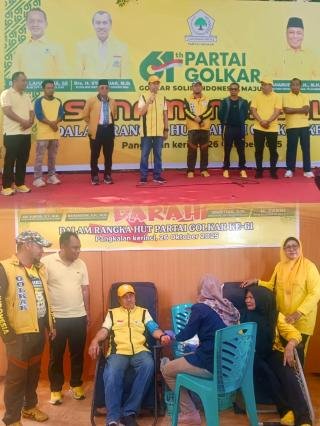 Ribuan Kader dan Warga Pelalawan Ikuti Senam Sehat-Donor Darah HUT ke-61 Partai Golkar