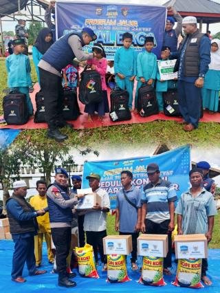 Gelorakan Program Jalur, Satpolairud Polres Pelalawan Salurkan Bantuan ke Masyarakat Pesisir