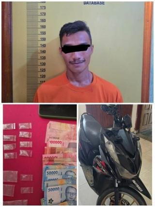 Polsek Rokan IV Koto Tangkap Pengedar Sabu, Delapan Paket dan Sepeda Motor Diamankan