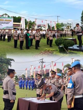 Kapolres Pelalawan Pimpin Sertijab Lima Kapolsek, Ini Pesannya