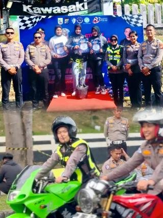 Polres Pelalawan Sukses Gelar Road Race Session 2, Tiga Polwan Cantik Ikut Ambil Bagian