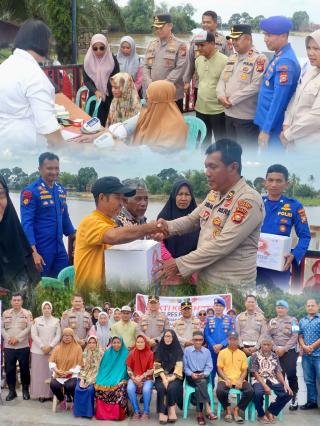 Polres Pelalawan Gelar Bakti Kesehatan untuk Masyarakat Pesisir, Sambut Hari Bhayangkara ke-79