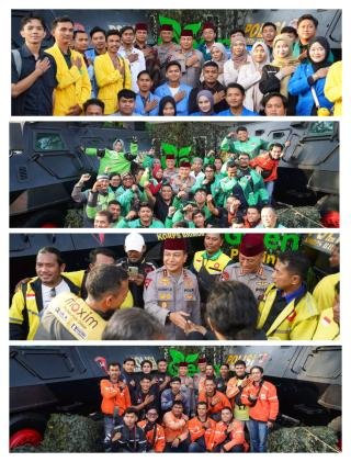 Kapolda Riau dengan Ojol dan Mahasiswa Foto Bersama di Baracuda, Bentuk Kedekatan