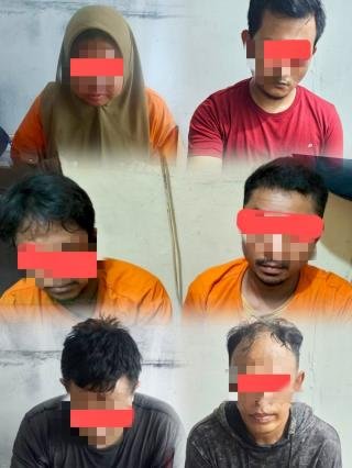 Seorang Bandar Wanita dan 5 Pria Pengedar Narkoba Ditangkap Polres Pelalawan 